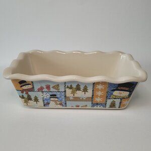 Christmas Snowmen Ceramic Bread Pan Bakeware Christmas Winter